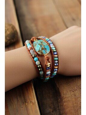 Natural Stone Agate Pyrite Multi-Strand Beaded Wrap Bracelet Grounded Energy
